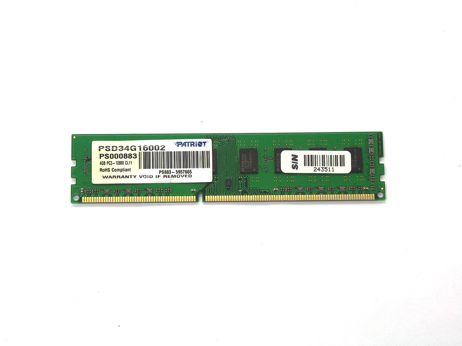 Оперативная память DIMM DDR3 4Gb 1600Mhz PC-12800 Patriot PSD34G16002 двухсторонняя "!"
