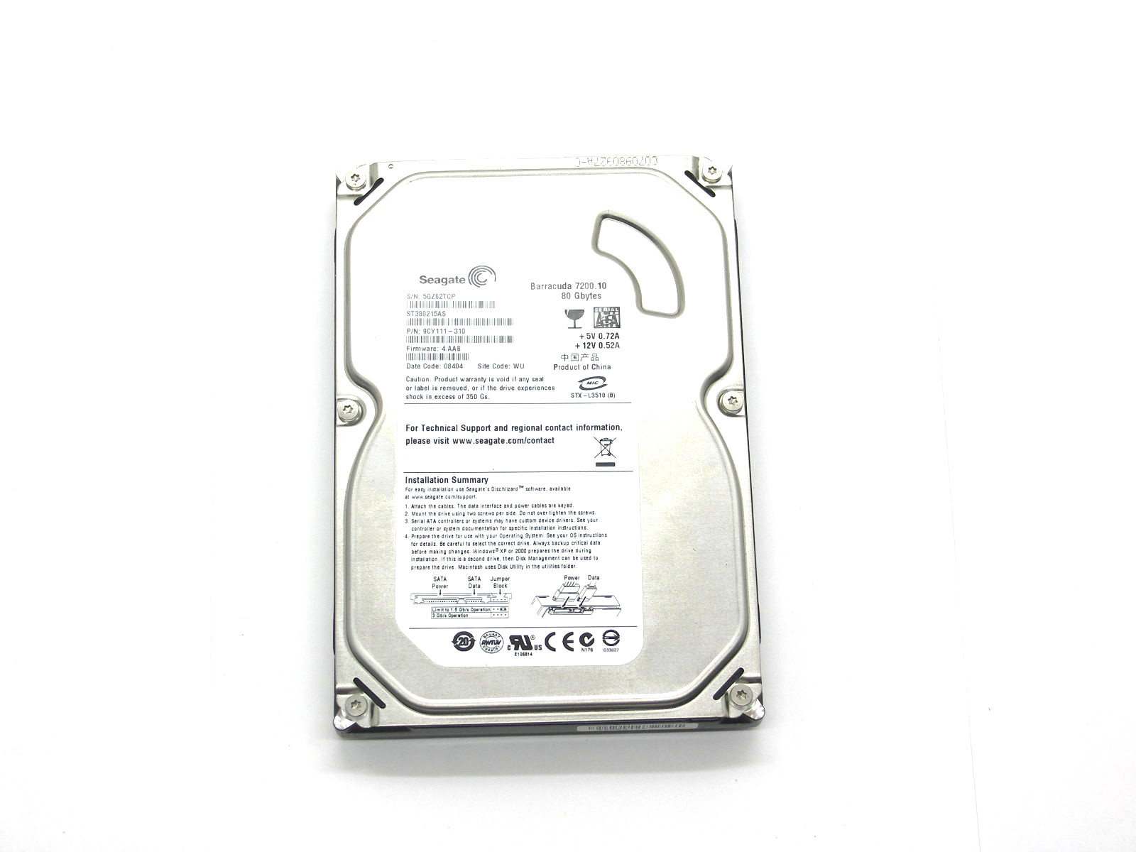 Жесткий диск 3,5" 80 Gb Seagate ST380215AS SATA "!"