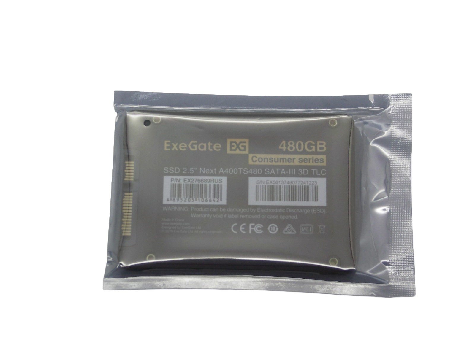 Накопитель SSD 480Gb ExeGate A400Next, EX276689RUS, 2.5" SATA III