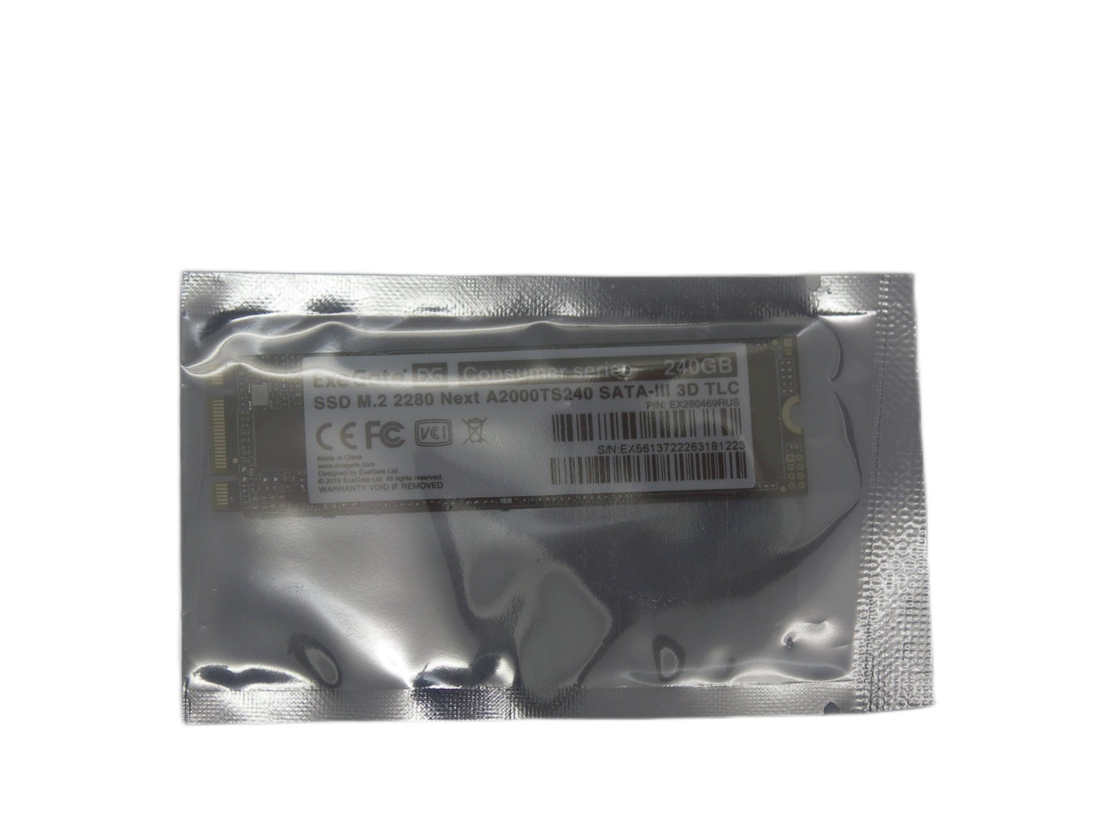 Накопитель SSD M.2 2280 240Gb ExeGate А2000MNext, EX280469RUS, SATA III