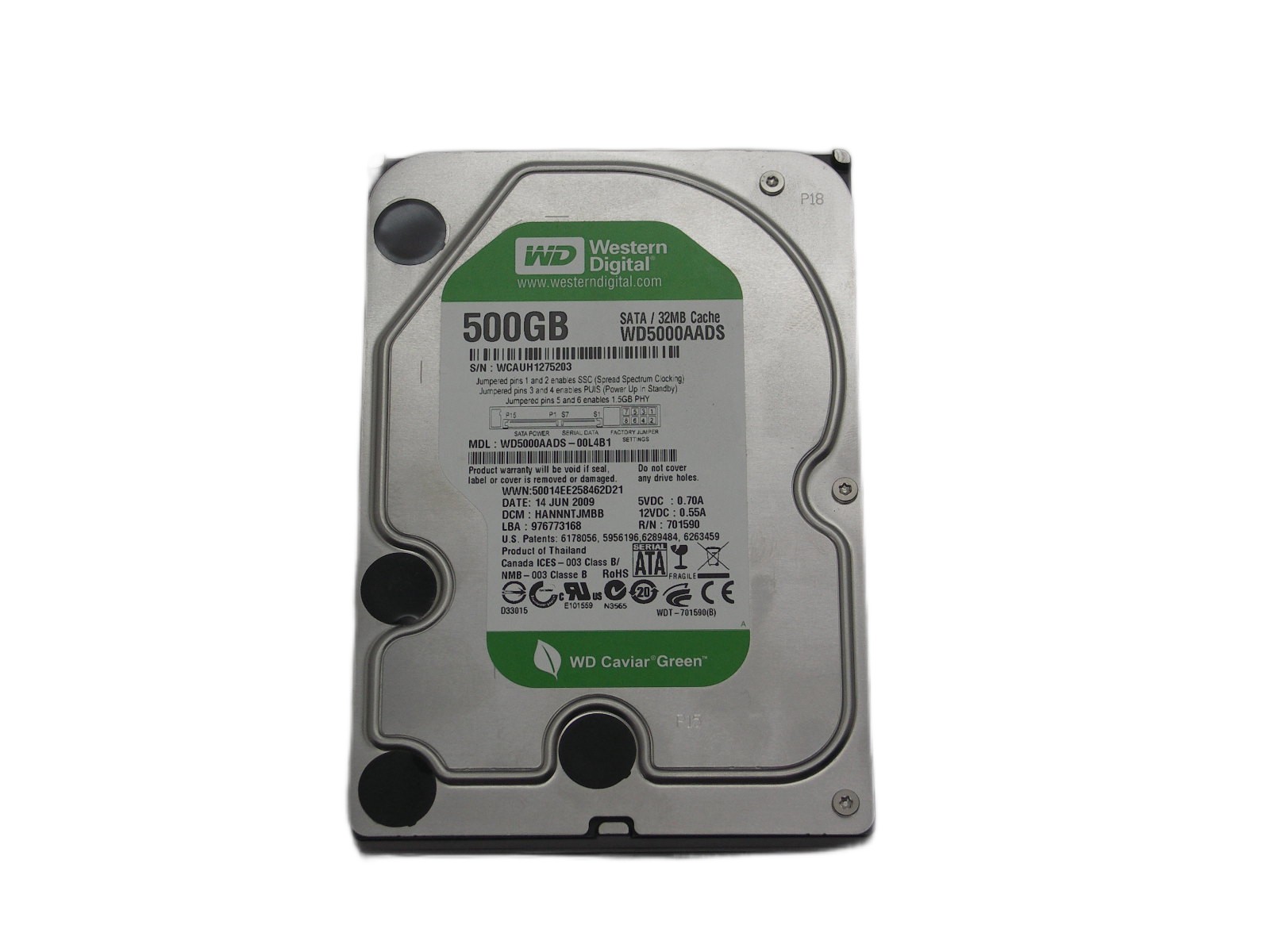 Жесткий диск 3,5" 500Gb WD WD5000AADS 7200 rpm SATA "!"