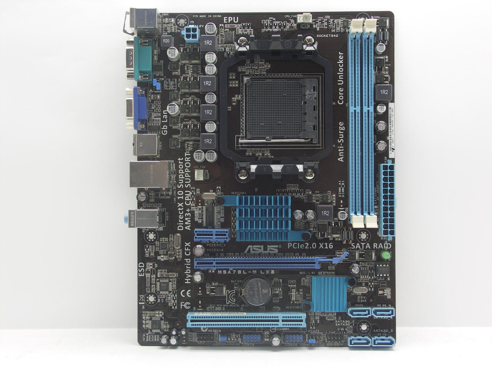 Материнская плата S-AM3+ ASUS M5A78L-M LX3 REV.1.01, AMD760/2xDDR3/SB/SVGA/Lan/mATX 95W "!"