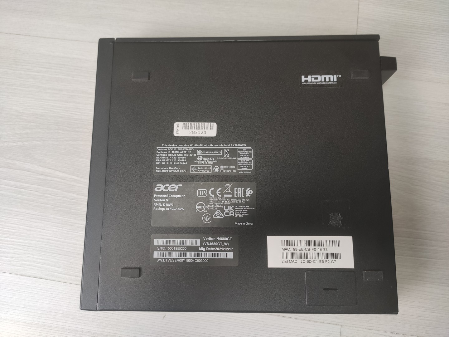 Офисный ПК Acer Veriton N4680GT i5-10400t/16Gb/256Gb nvme Win10Pro "!"