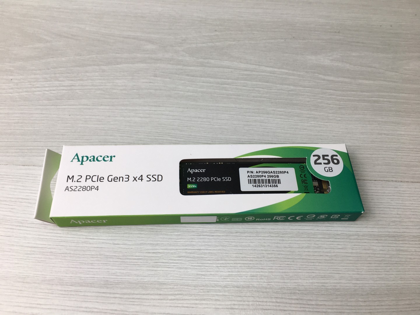 Накопитель SSD M.2 2280 256Gb Apacer AS2280P4 Client, AP256GAS2280P4-1, NVME PCIe 3.x x4