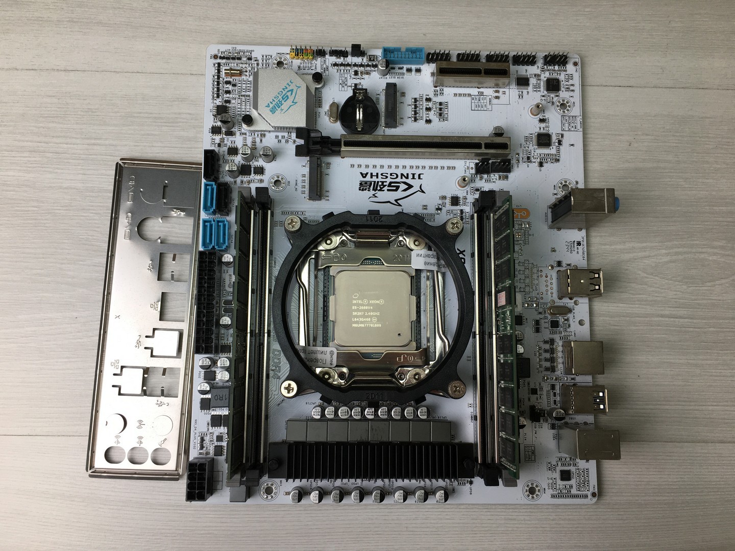 Мат. плата S-2011 JINGSHA X99S D4 PLUS 4xDDR4/Sb/Lan/USB3.0/2xM.2/mATX + Процессор Intel Xeon E5-2680v4, 32Гб ОЗУ DDR4 ECC "!"
